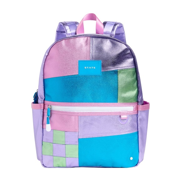 🆕 STATE Metallic Kane kids Large Patchwork backpack - Picture 1 of 9